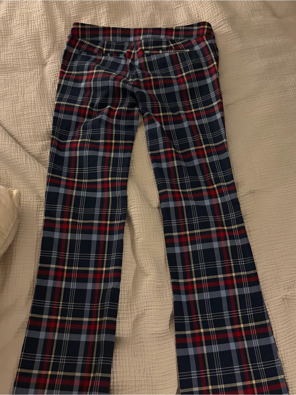 Abercrombie Vintage Y2K Plaid Women’s Flare Pants - Navy, Red, Plaid - SZ 6 - Picture 2 of 7